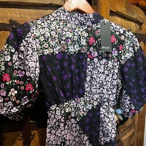 Nasty Gal Floral puff sleeve long dress